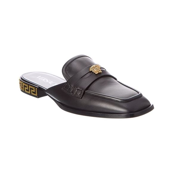 Versace Shoes - Versace La Medusa Leather Loafer, Black